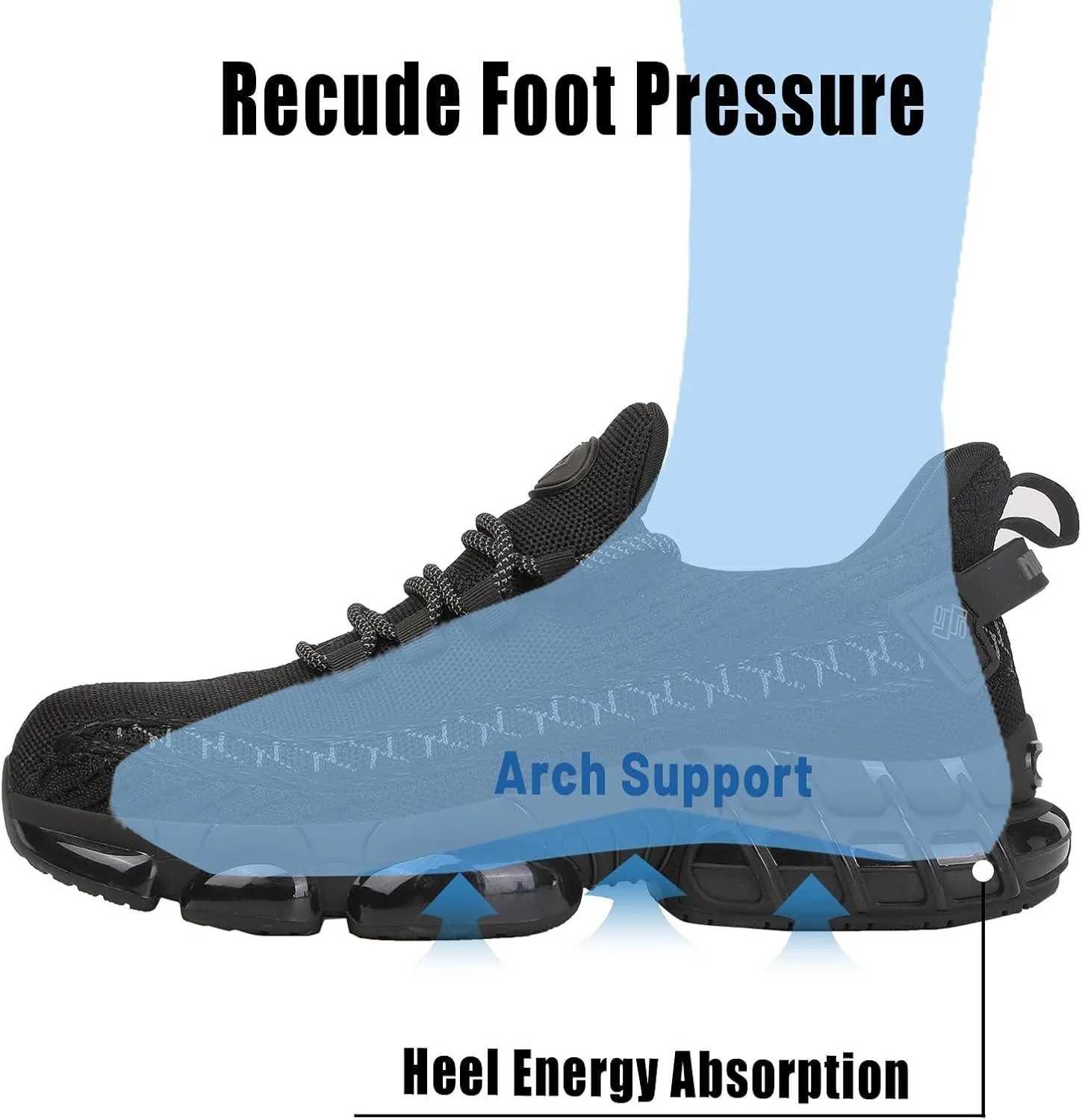NIFOFISE Steel Toe Sneakers for Men Women Indestructible Work Shoes Lightweight Comfortable Safety Slip-Resistant Composite Toe Shoes for Construction and Industry Zapatos de Trabajo para Mujer