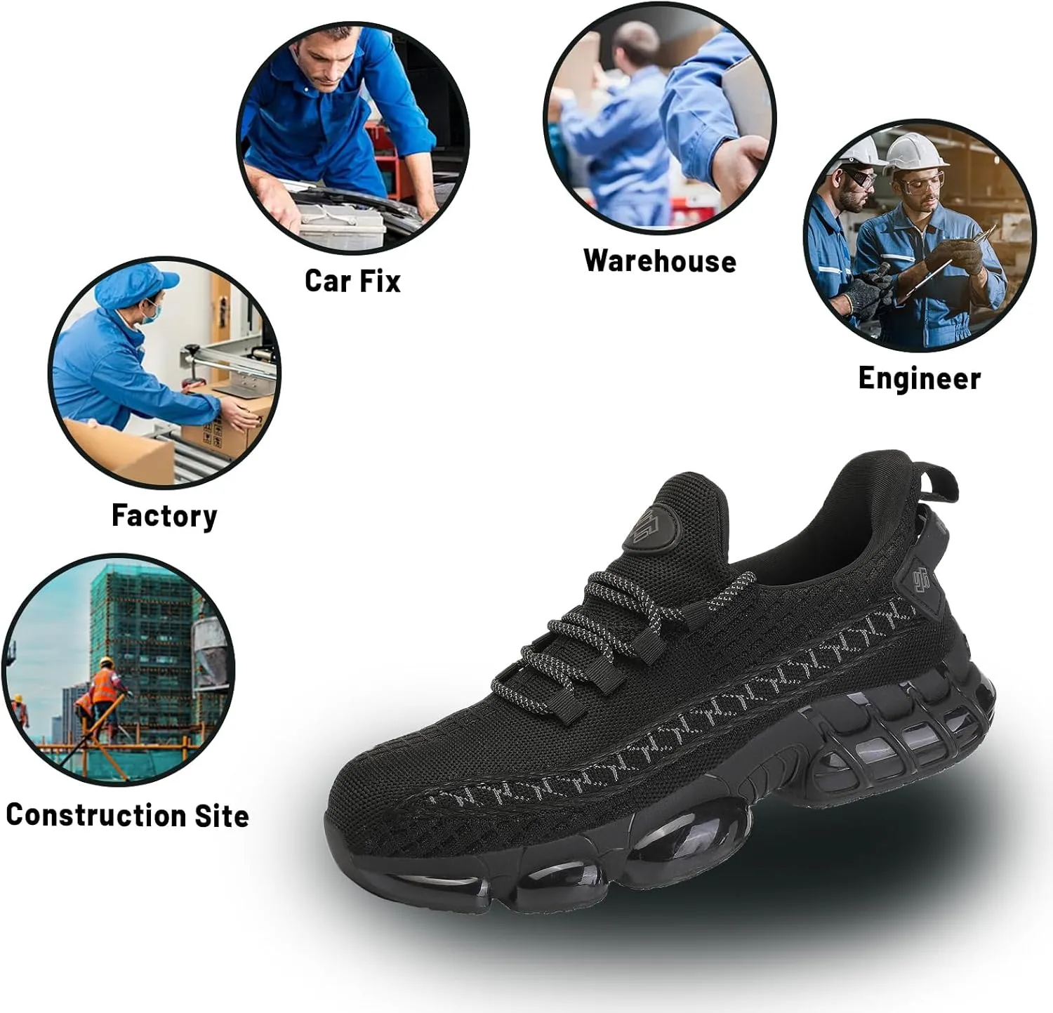 NIFOFISE Steel Toe Sneakers for Men Women Indestructible Work Shoes Lightweight Comfortable Safety Slip-Resistant Composite Toe Shoes for Construction and Industry Zapatos de Trabajo para Mujer