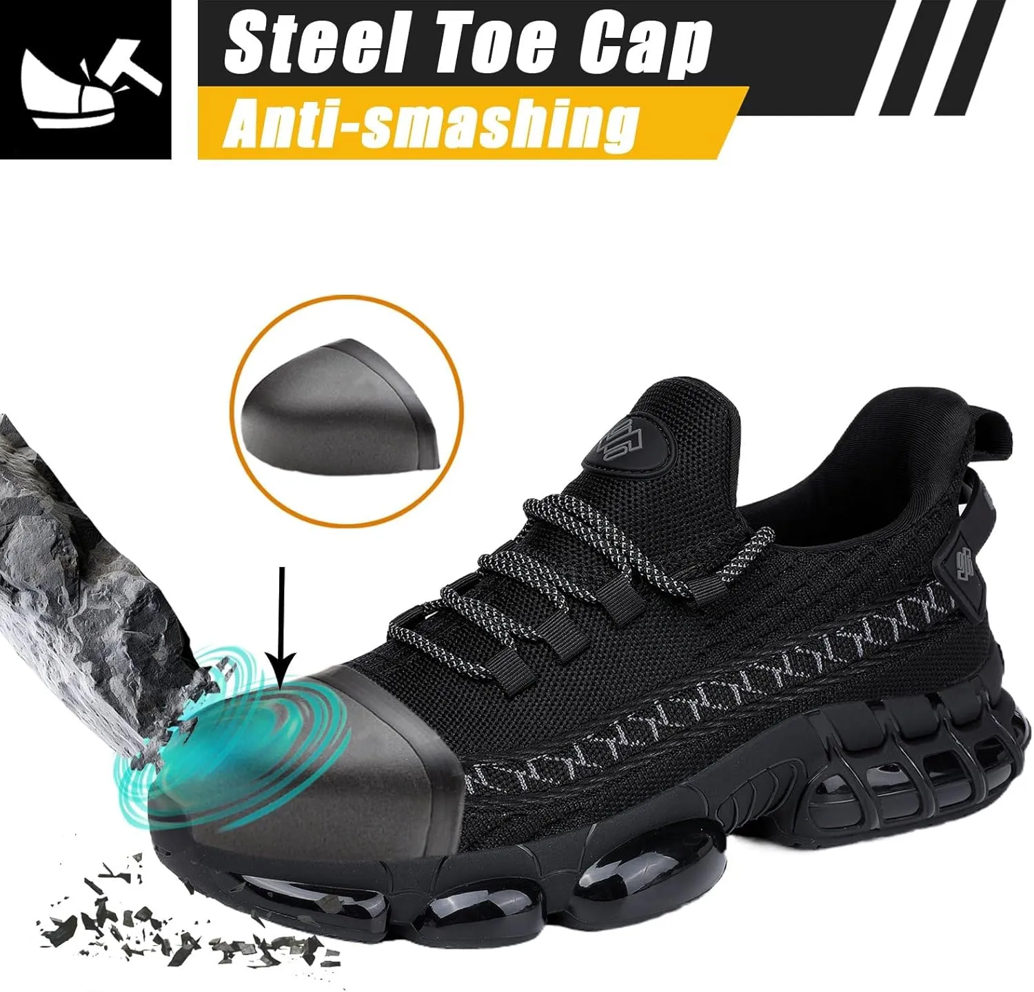 NIFOFISE Steel Toe Sneakers for Men Women Indestructible Work Shoes Lightweight Comfortable Safety Slip-Resistant Composite Toe Shoes for Construction and Industry Zapatos de Trabajo para Mujer