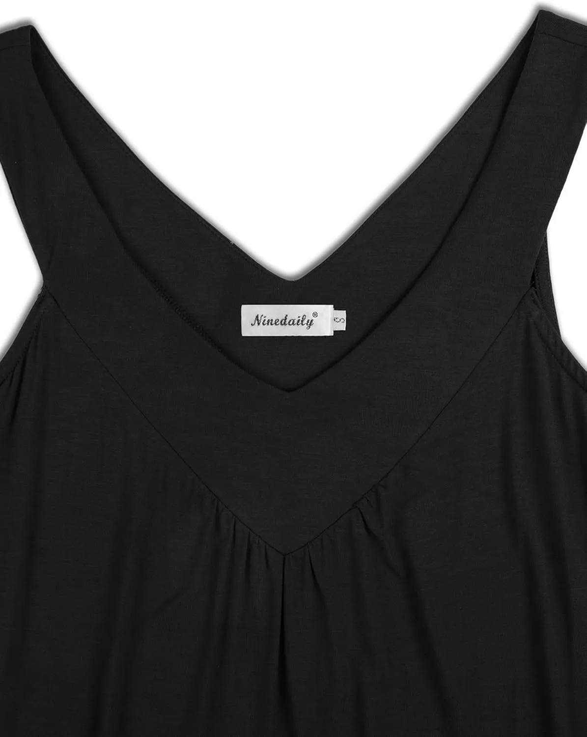 Ninedaily Women Comfy Sleeveless Tunic Top Pleated V Neck Tanks Vest Summer