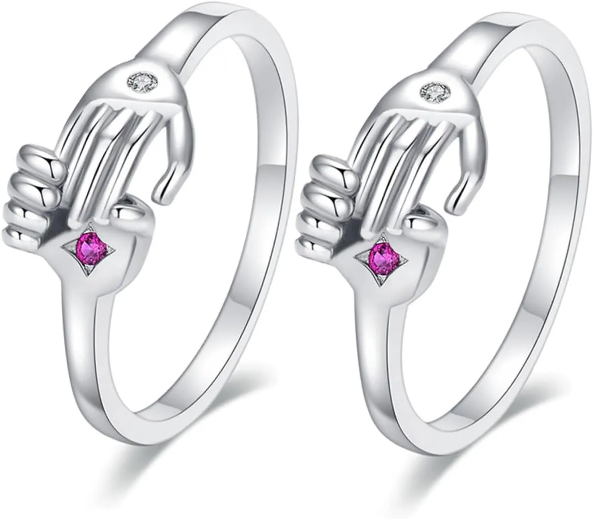 NOLITOY Silver Ring Women Couples Ring Set Adjustable Opening for Valentine's Day Present