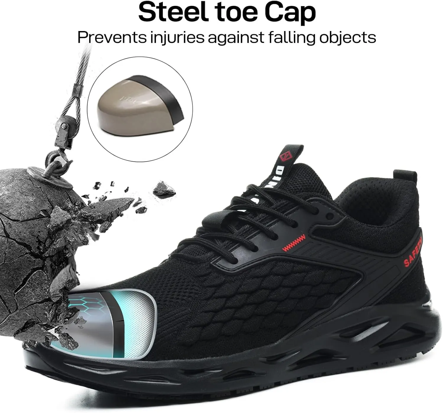 Non Slip Steel Toe Shoes for Men Women Comfortable Work Shoes Lightweight Safety Composite Toe Shoes