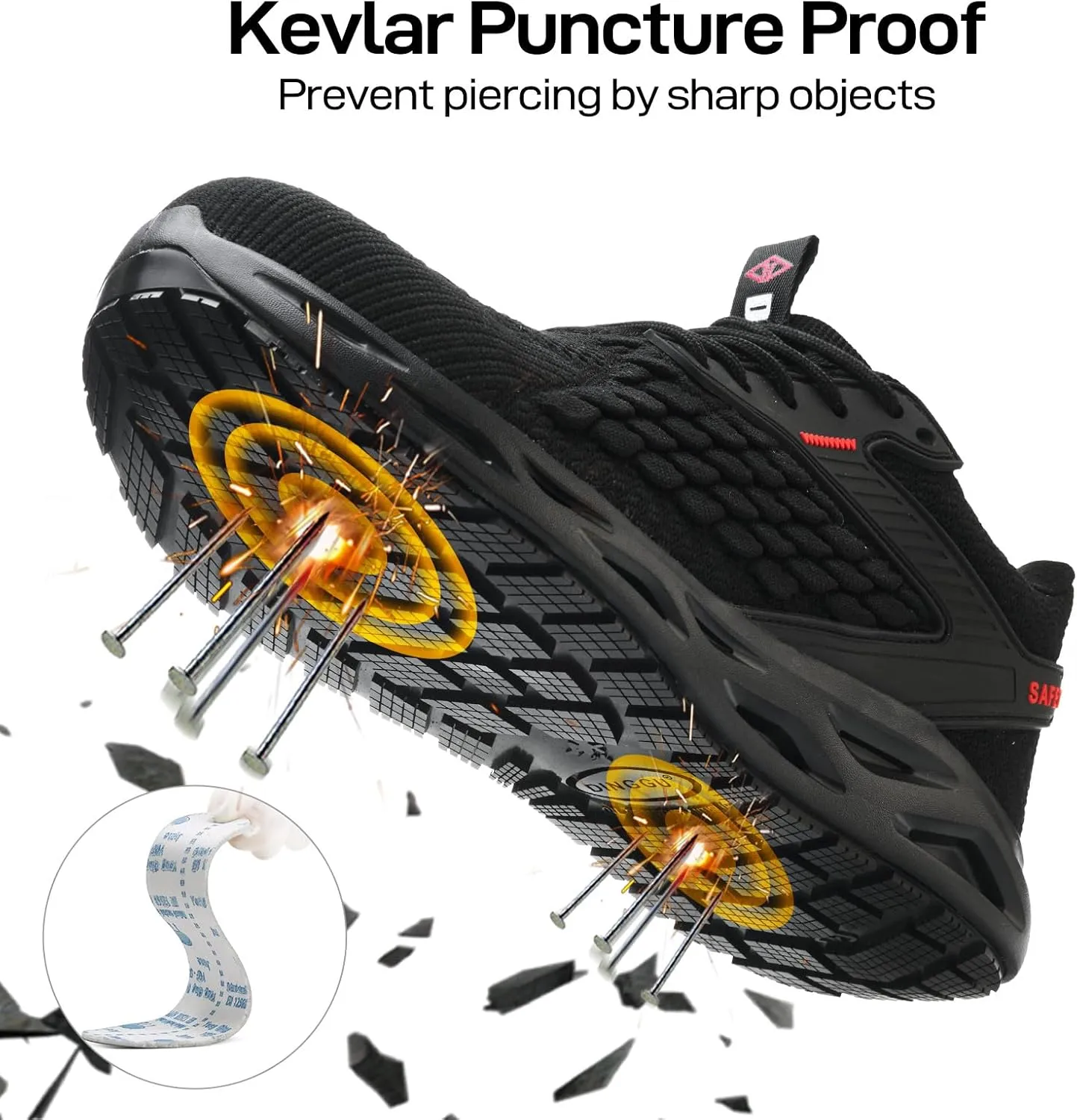 Non Slip Steel Toe Shoes for Men Women Comfortable Work Shoes Lightweight Safety Composite Toe Shoes
