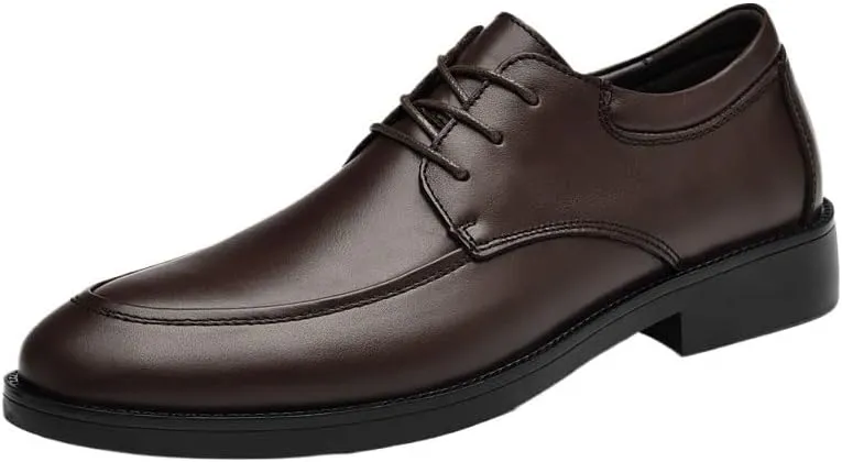 Office Formal Shoes for Men Vegan Leather Lace-up Plain Toe Prom Wedding Heel Non Slip Anti-Slip Low Top Rubber Sole Casual Shoe