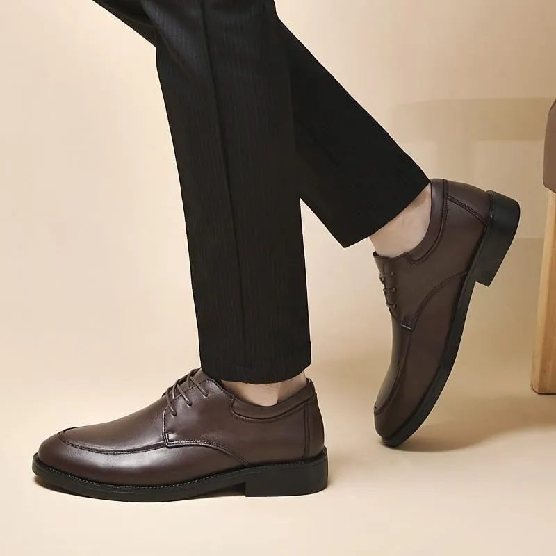 Office Formal Shoes for Men Vegan Leather Lace-up Plain Toe Prom Wedding Heel Non Slip Anti-Slip Low Top Rubber Sole Casual Shoe