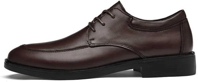 Office Formal Shoes for Men Vegan Leather Lace-up Plain Toe Prom Wedding Heel Non Slip Anti-Slip Low Top Rubber Sole Casual Shoe