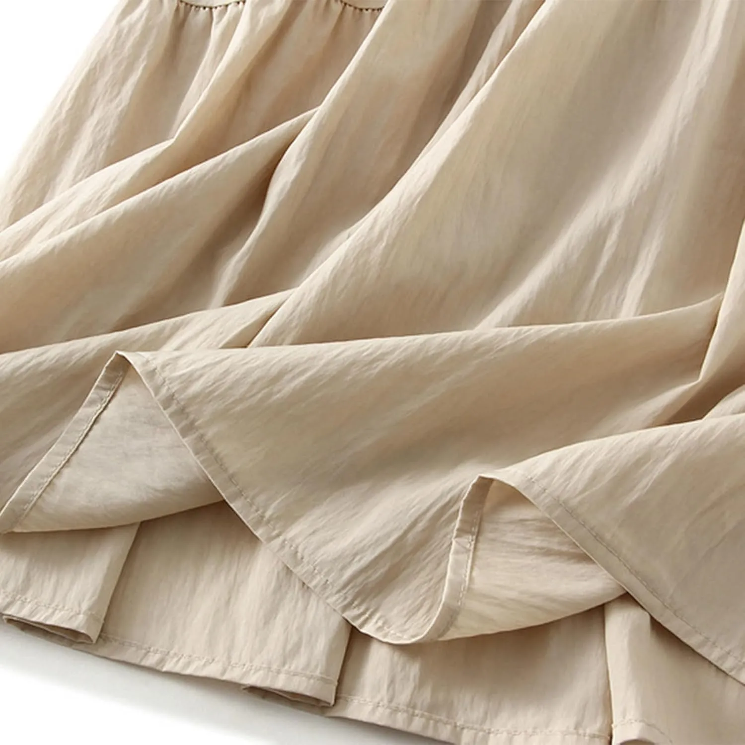 Oplxuo Women's Elastic High Waist Midi Skirts Plain Tiered A Line Swing Flared Pleated Skirt