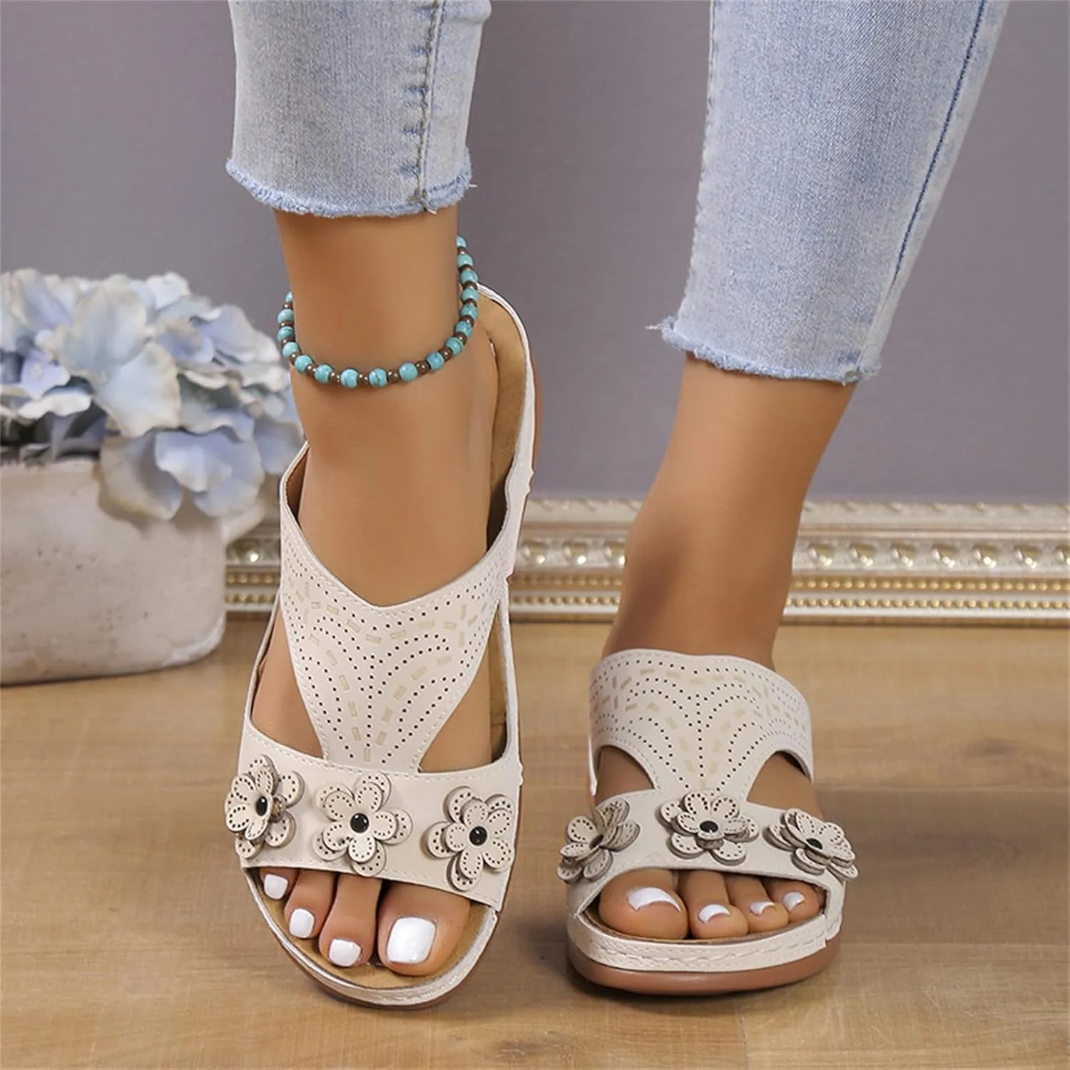 Orthopedic Sandals For Women Arch Support 2024 Flip Flops Soft Summer Beach Shoes Dressy Comfortable Orthotic Slides Slippers