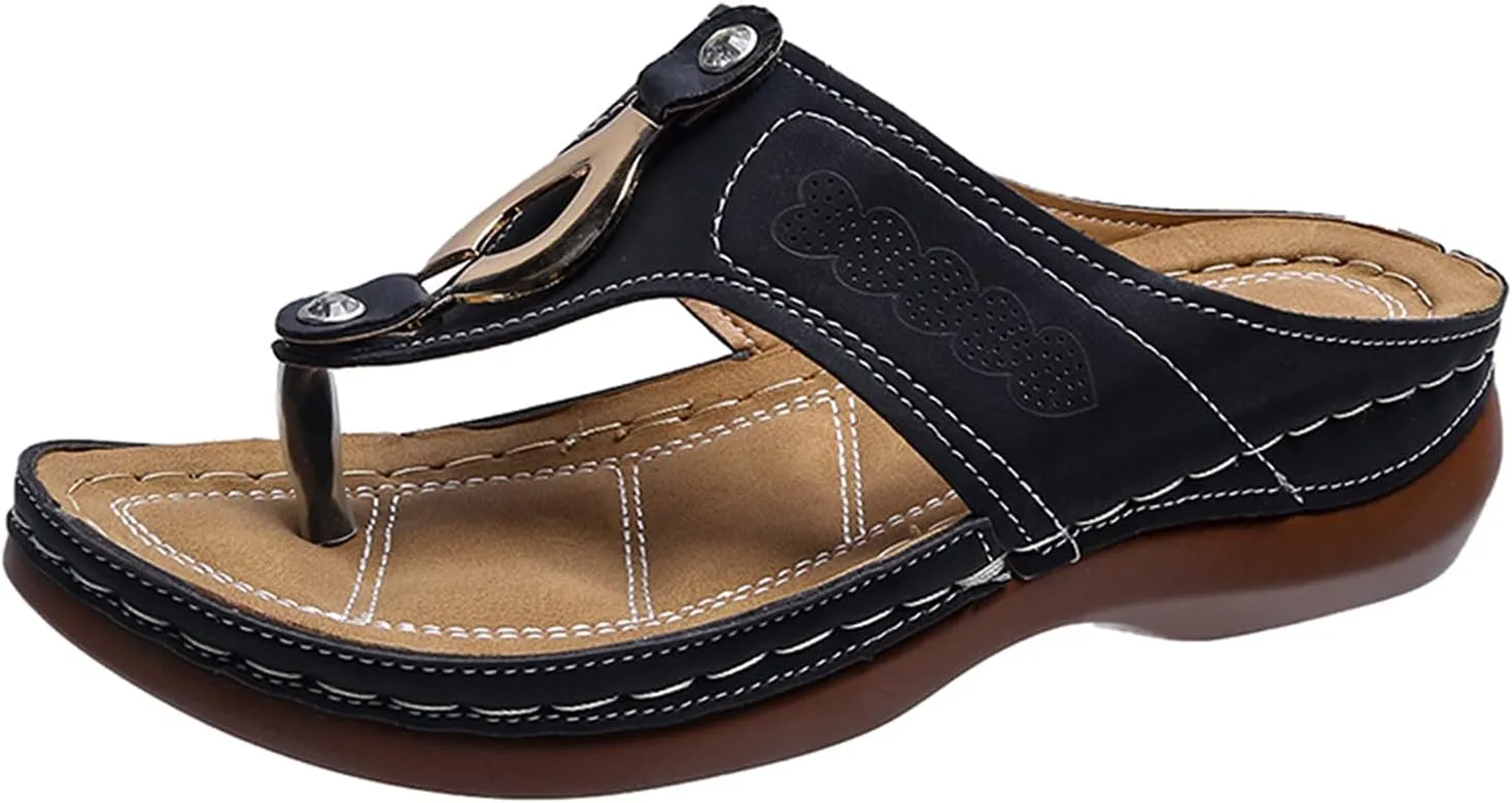 Orthopedic Sandals for Women Dressy Summer Wide Width Comfortable Orthotic Slides Shoes Walking Sandals with Arch Support