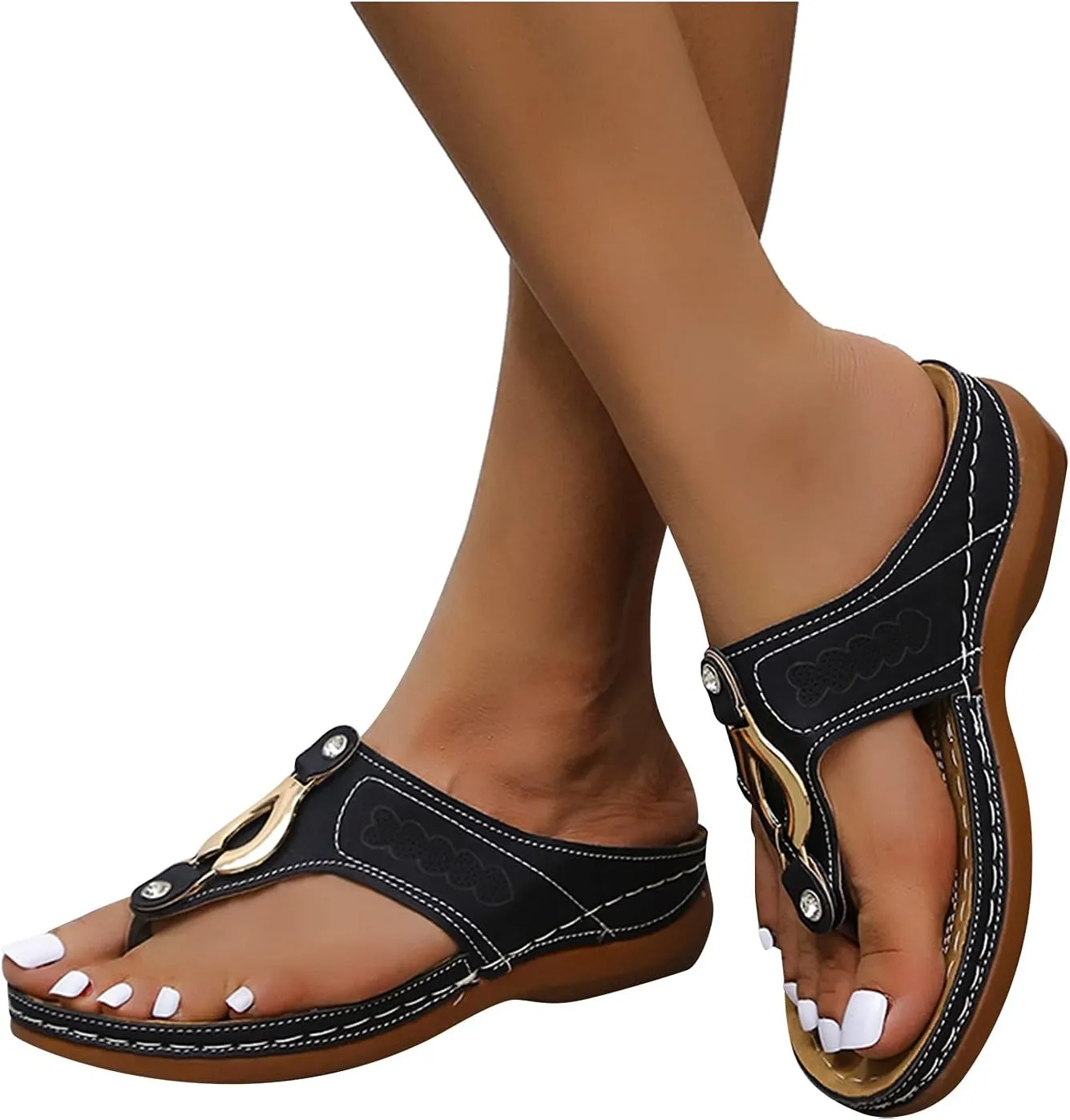 Orthopedic Sandals for Women Dressy Summer Wide Width Comfortable Orthotic Slides Shoes Walking Sandals with Arch Support