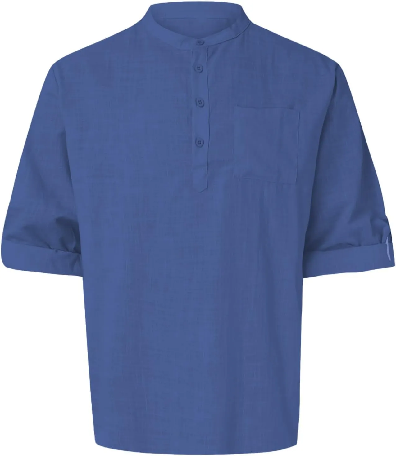 Oversized Tshirts Men Roll Up Long Sleeve Shirt Button Up Henley Shirt Summer Casual Beach Vacation Top with Pocket