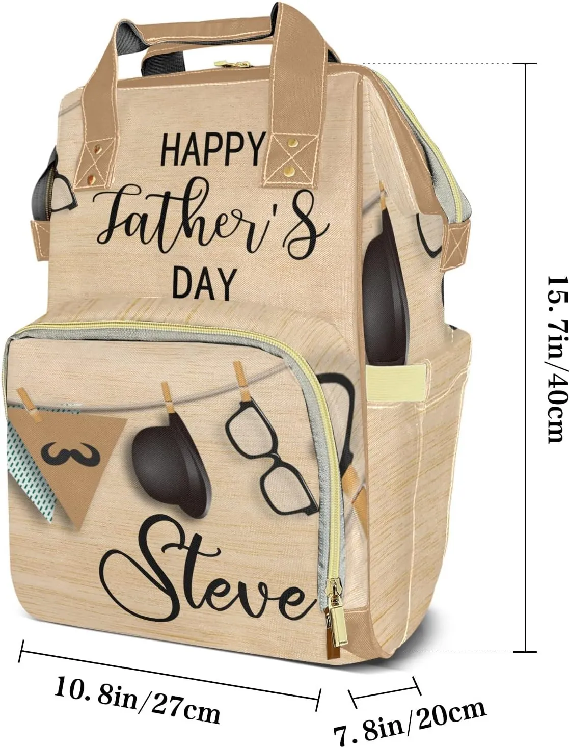 Personalized Happy Father's Day Diaper Bags Backpack with Name Mommy Nursing Bags Gifts for Mom Dad