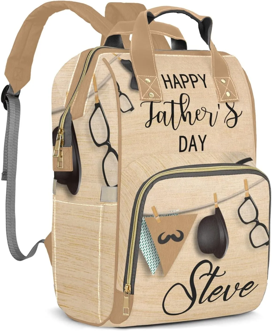 Personalized Happy Father's Day Diaper Bags Backpack with Name Mommy Nursing Bags Gifts for Mom Dad