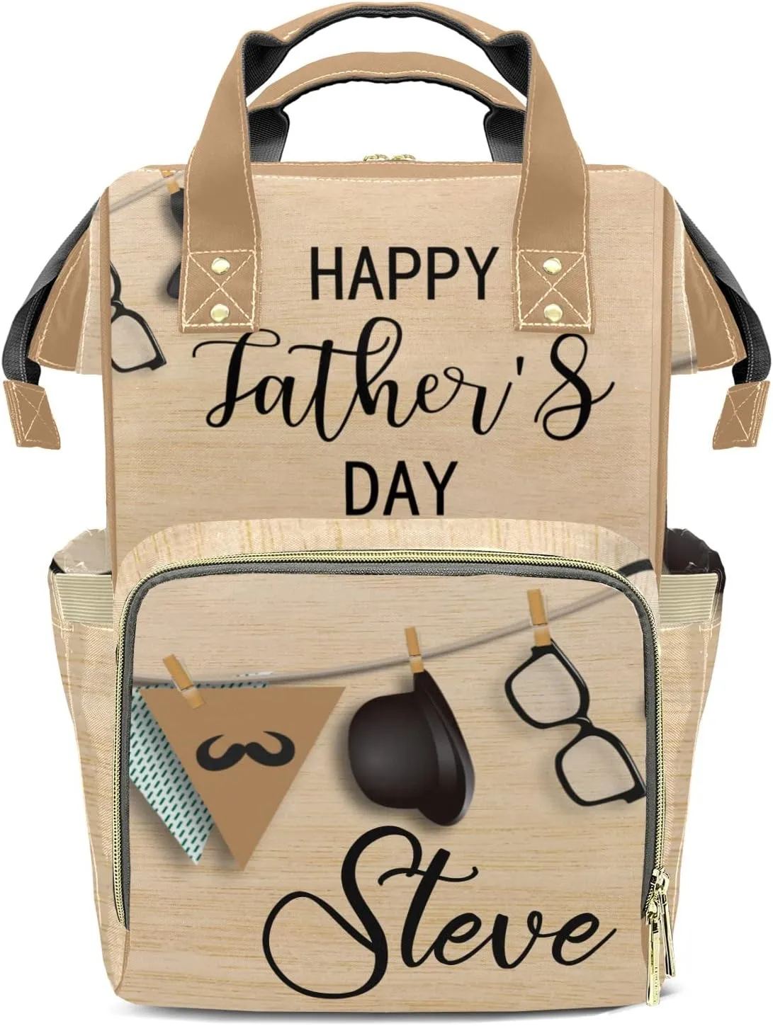 Personalized Happy Father's Day Diaper Bags Backpack with Name Mommy Nursing Bags Gifts for Mom Dad