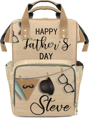 Personalized Happy Father's Day Diaper Bags Backpack with Name Mommy Nursing Bags Gifts for Mom Dad