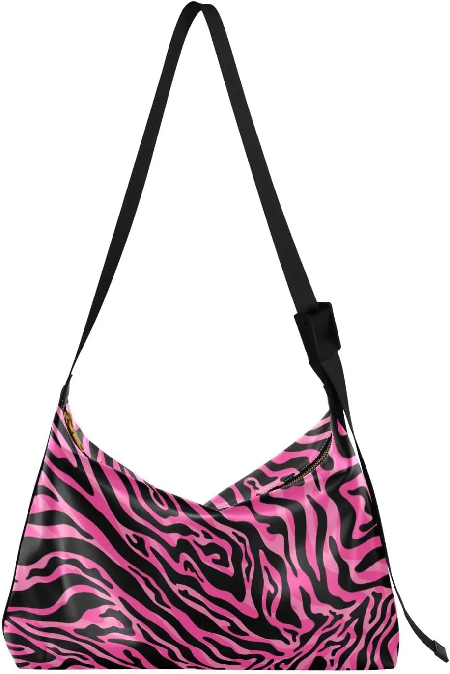 Pink Leopard Hobo Crossbody Bags for Women Leather Large Shoulder Bag Cross Body Zebra Skin Trendy Womens Tote Bags Handbag for Travel Shopping