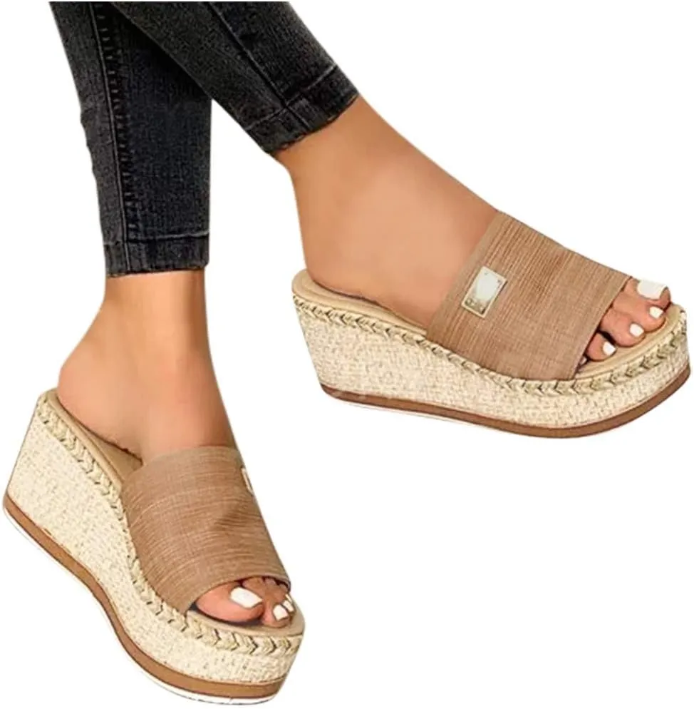 Platform Sandals Women Fashion Wedges Sandals Casual Dressy Summer High Heels Open Toe Espadrilles Sandals Slip on Shoes
