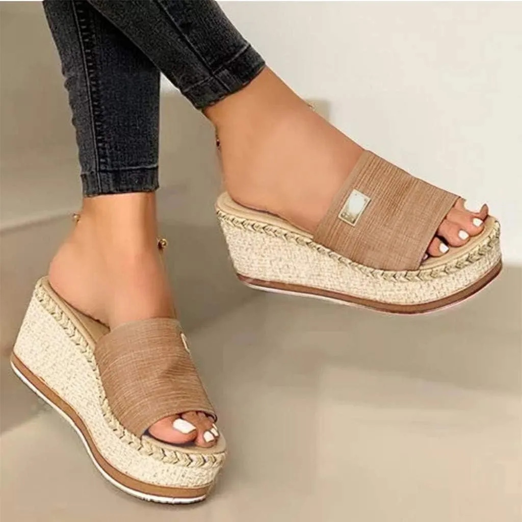 Platform Sandals Women Fashion Wedges Sandals Casual Dressy Summer High Heels Open Toe Espadrilles Sandals Slip on Shoes