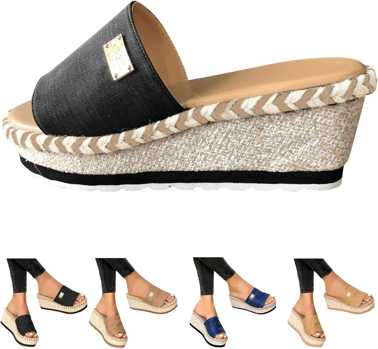 Platform Sandals Women Fashion Wedges Sandals Casual Dressy Summer High Heels Open Toe Espadrilles Sandals Slip on Shoes