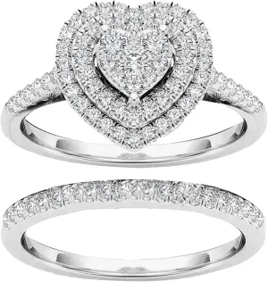 Promise Rings Band for Women 925 Silver Wedding Engagement Rings Heart Cubic Zirconia CZ Ring Set Graduation