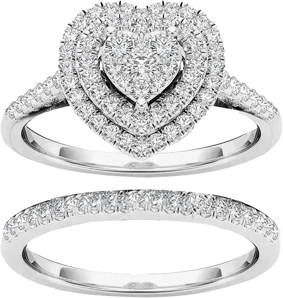 Promise Rings Band for Women 925 Silver Wedding Engagement Rings Heart Cubic Zirconia CZ Ring Set Graduation