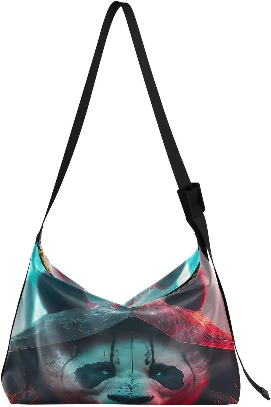 Punk Panda Hobo Crossbody Bags for Women Leather Large Shoulder Bag Cross Body Cool Style Trendy Womens Tote Bags Handbag for Travel Shopping
