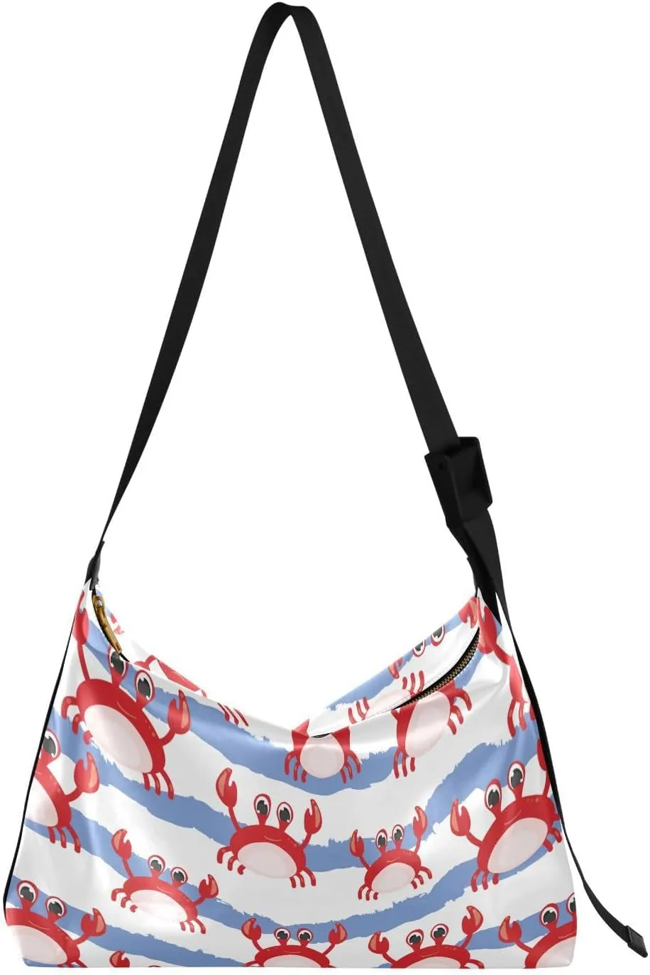 Red Crabs Animals Hobo Crossbody Bags for Women Leather Large Shoulder Bag Cross Body Fashion Trendy Womens Tote Bags Handbag for Travel Shopping