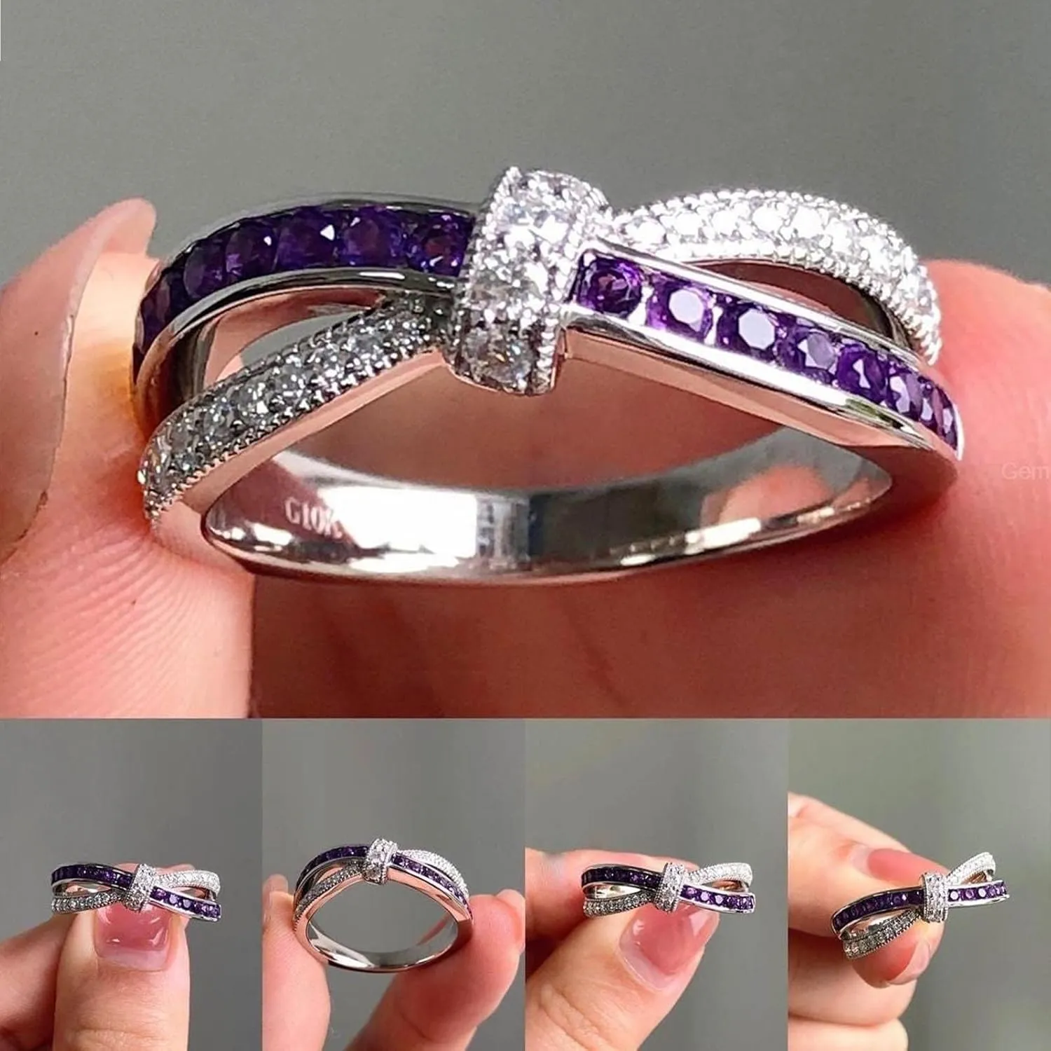 Rings for Women Sterling Silver Bands Crystal Promise Rings Wedding Engagement Birthday Valentines Gifts for Her Women