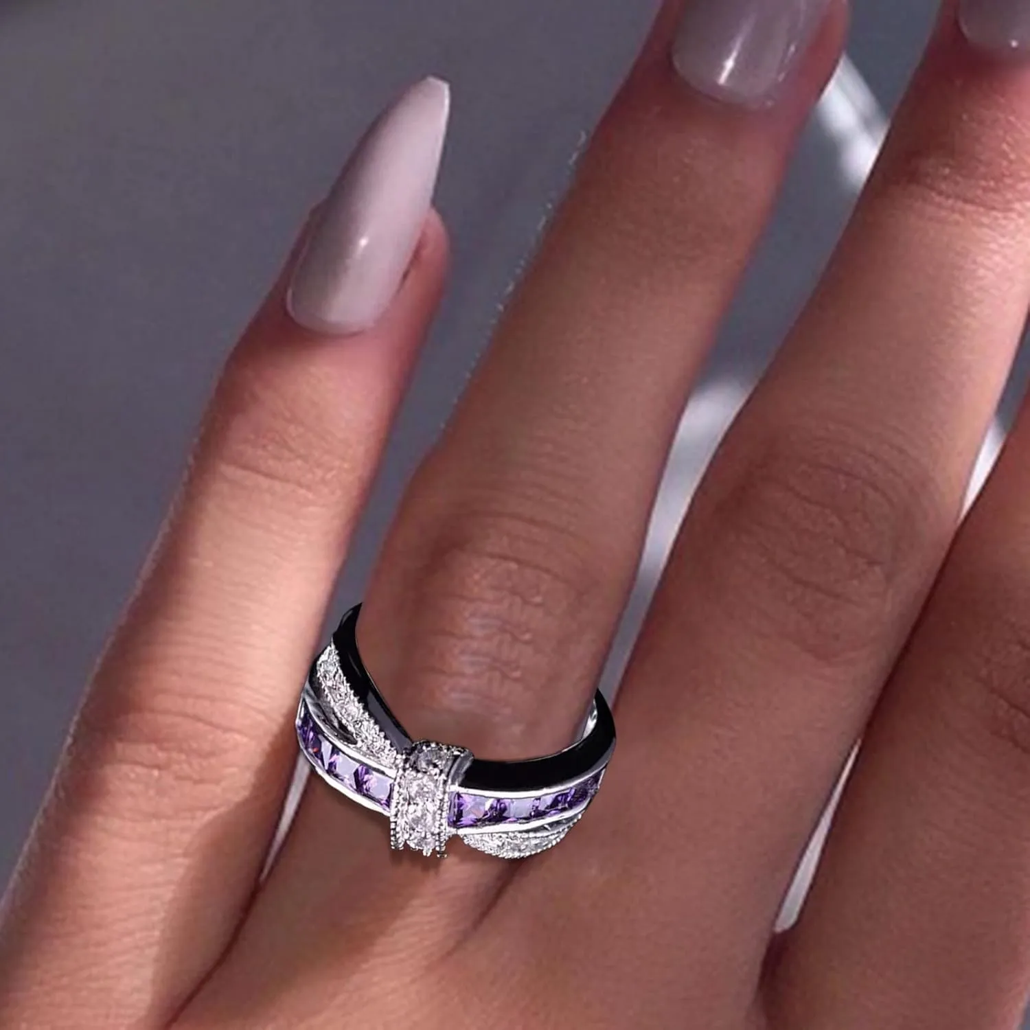 Rings for Women Sterling Silver Bands Crystal Promise Rings Wedding Engagement Birthday Valentines Gifts for Her Women