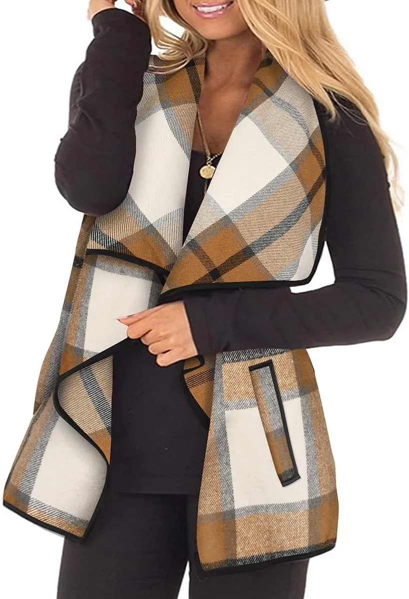 RITERA Vest For Women Plus Size Sweaters Oversized Plaid Cardigan Fall Outfits Checkered Jacket Casual Tops Shirts