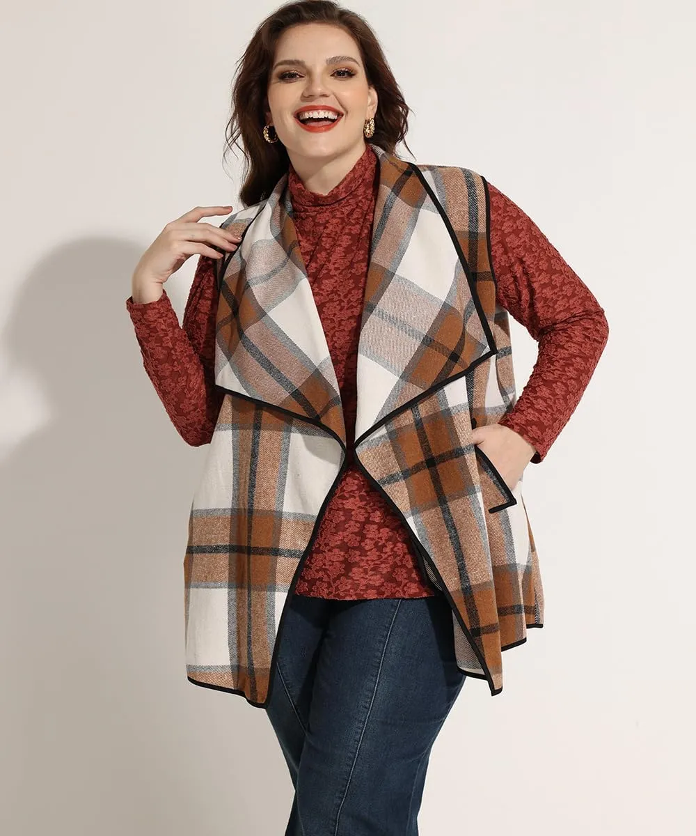 RITERA Vest For Women Plus Size Sweaters Oversized Plaid Cardigan Fall Outfits Checkered Jacket Casual Tops Shirts