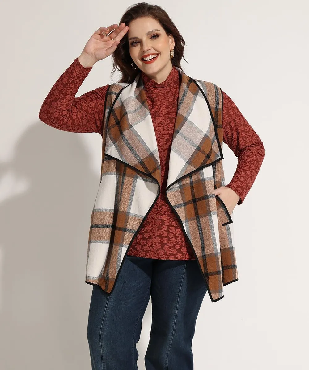 RITERA Vest For Women Plus Size Sweaters Oversized Plaid Cardigan Fall Outfits Checkered Jacket Casual Tops Shirts