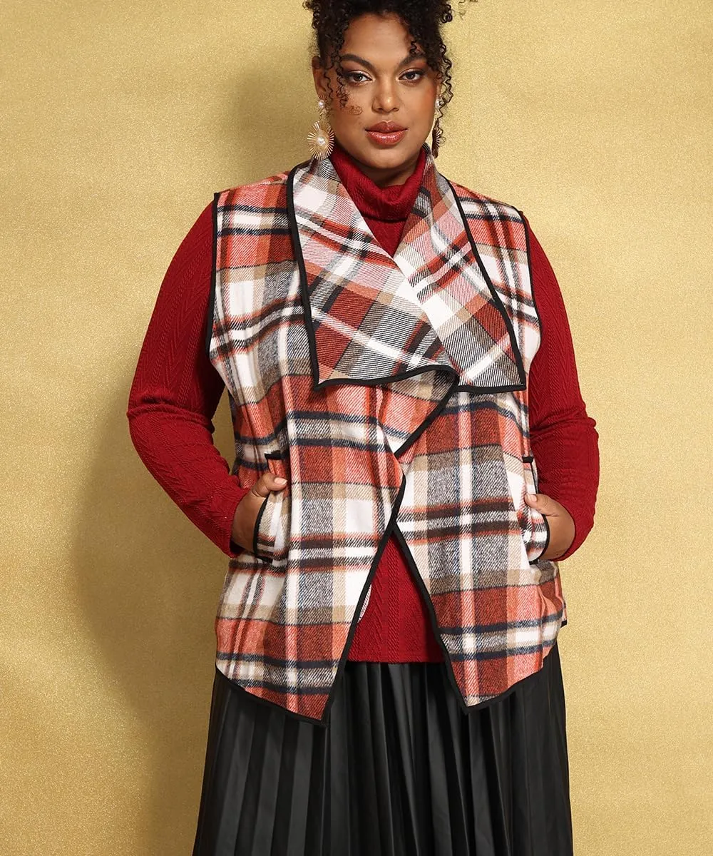 RITERA Vest For Women Plus Size Sweaters Oversized Plaid Cardigan Fall Outfits Checkered Jacket Casual Tops Shirts