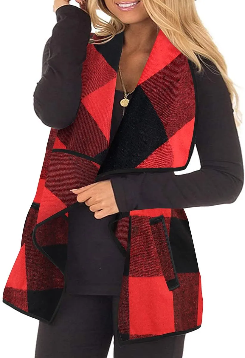 RITERA Vest For Women Plus Size Sweaters Oversized Plaid Cardigan Fall Outfits Checkered Jacket Casual Tops Shirts
