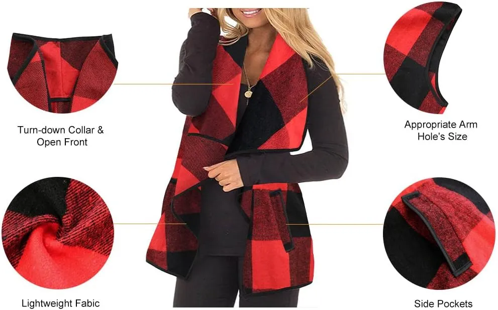 RITERA Vest For Women Plus Size Sweaters Oversized Plaid Cardigan Fall Outfits Checkered Jacket Casual Tops Shirts