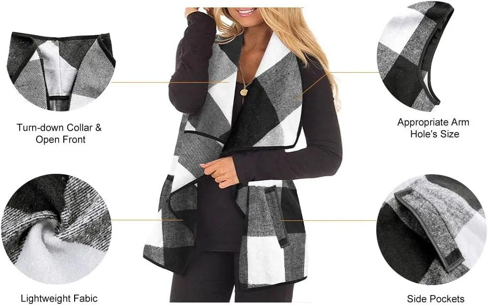 RITERA Vest For Women Plus Size Sweaters Oversized Plaid Cardigan Fall Outfits Checkered Jacket Casual Tops Shirts