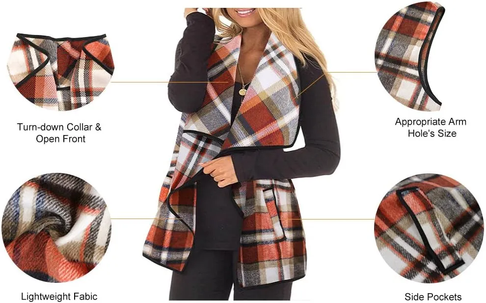 RITERA Vest For Women Plus Size Sweaters Oversized Plaid Cardigan Fall Outfits Checkered Jacket Casual Tops Shirts