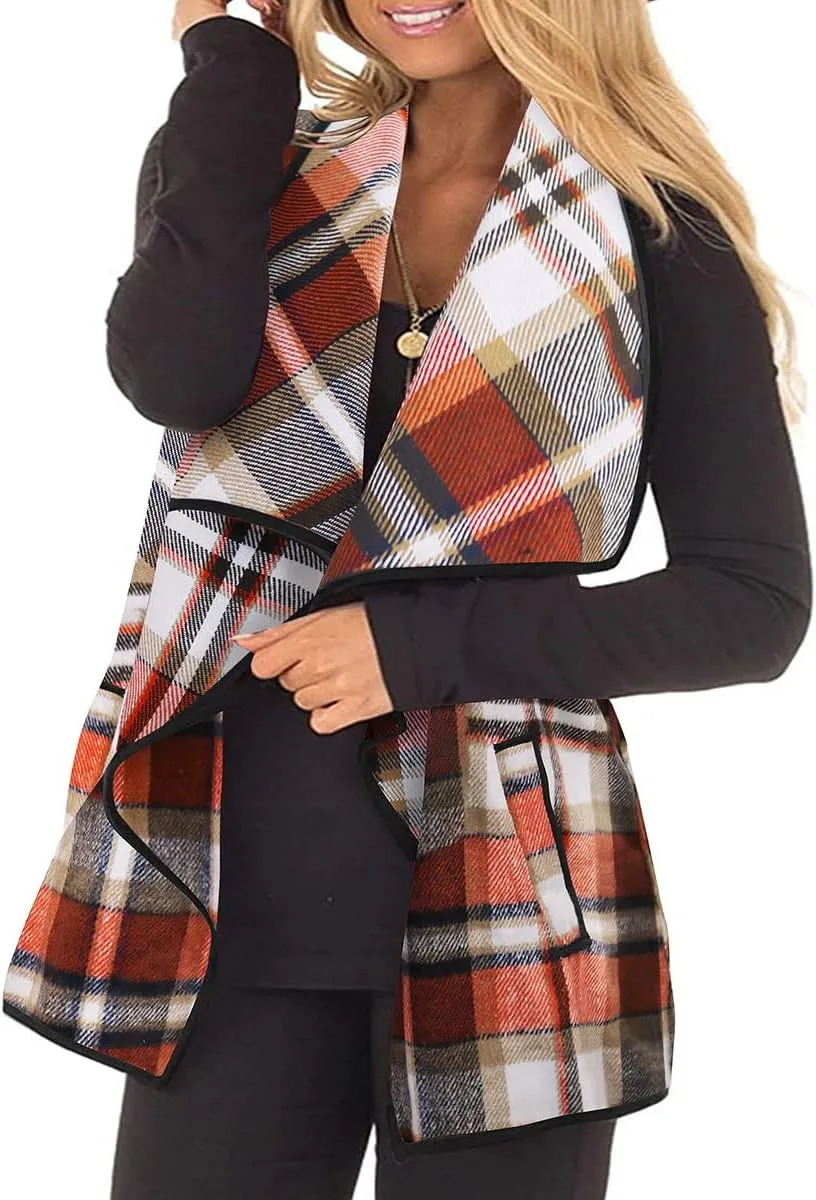 RITERA Vest For Women Plus Size Sweaters Oversized Plaid Cardigan Fall Outfits Checkered Jacket Casual Tops Shirts