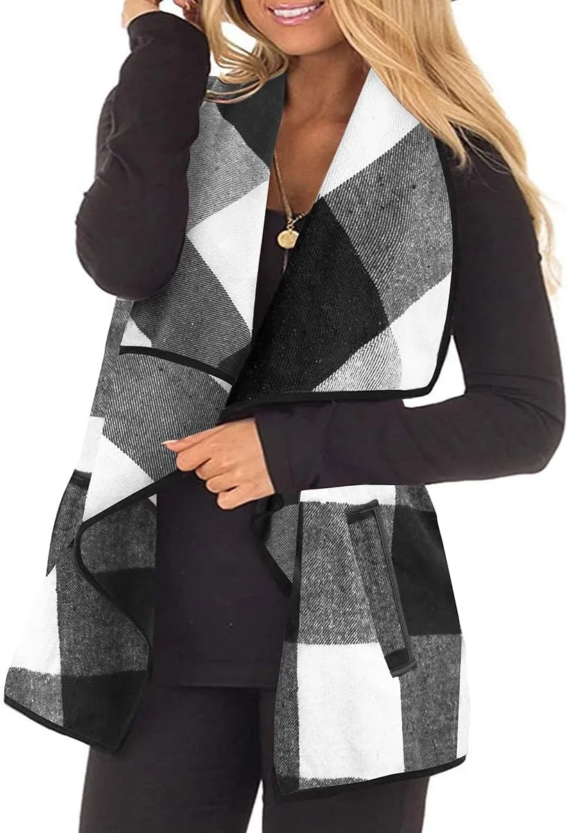 RITERA Vest For Women Plus Size Sweaters Oversized Plaid Cardigan Fall Outfits Checkered Jacket Casual Tops Shirts