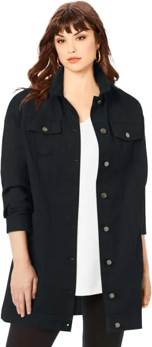 Roaman's Women's Plus Size Long Denim Jacket