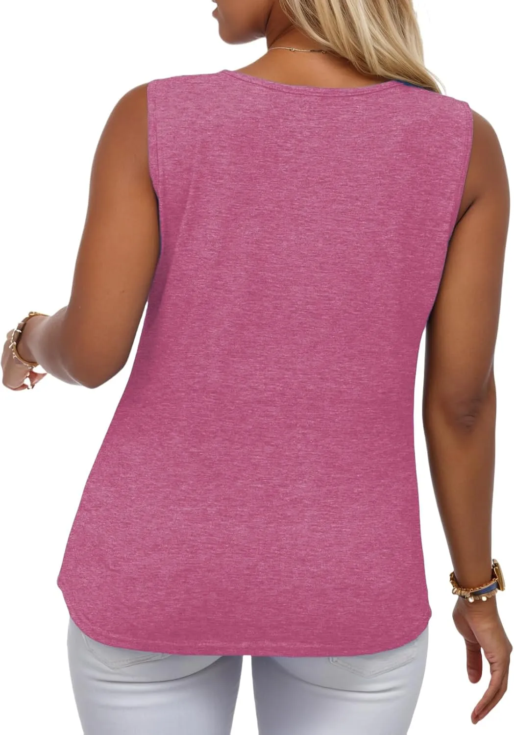 ROSRISS Plus-Size Tops for Women V Neck Lace Shirts Summer Sleeveless Tunics