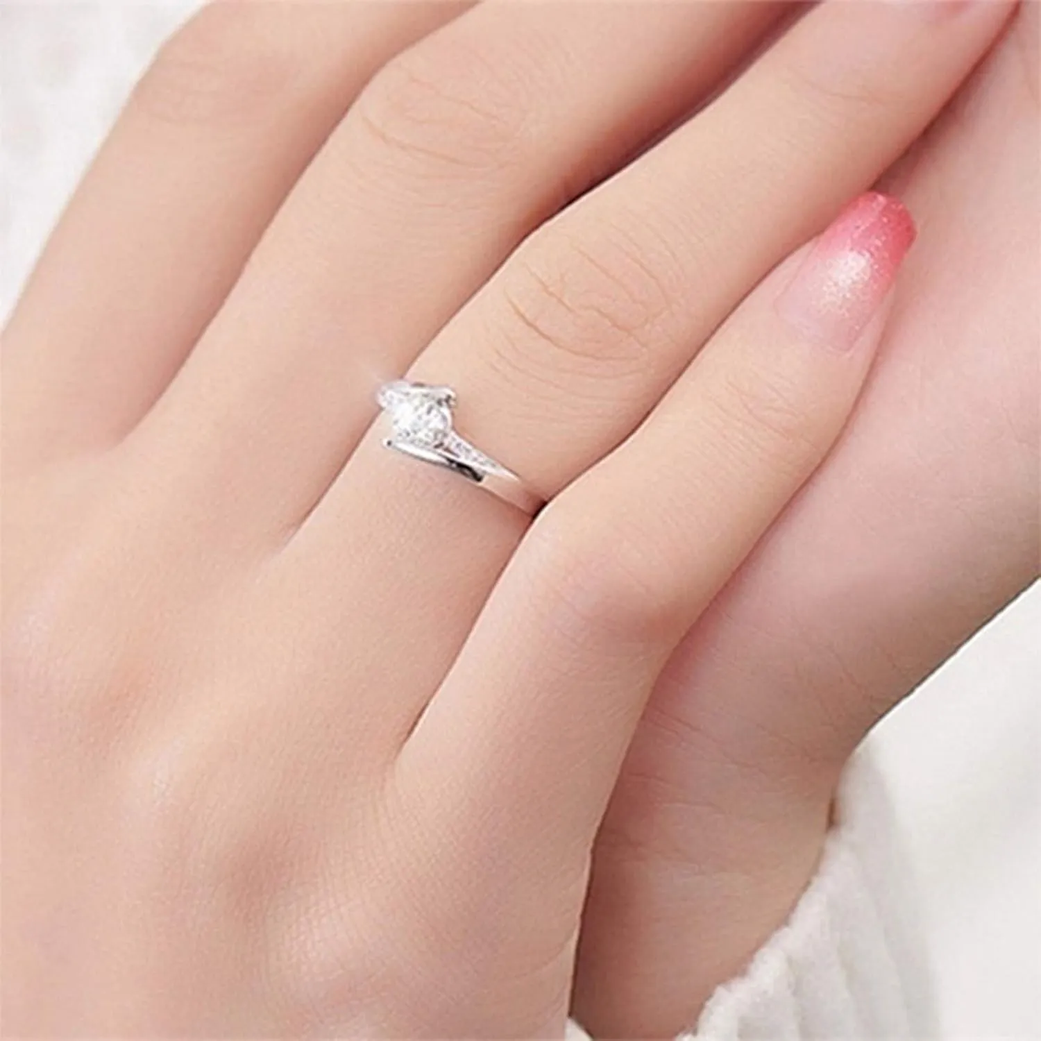 S925 Sterling Silver Wedding Rings for Women,Round Cut CZ Cubic Zirconia Engagement Rings Women Wedding Commemorate Jewelry