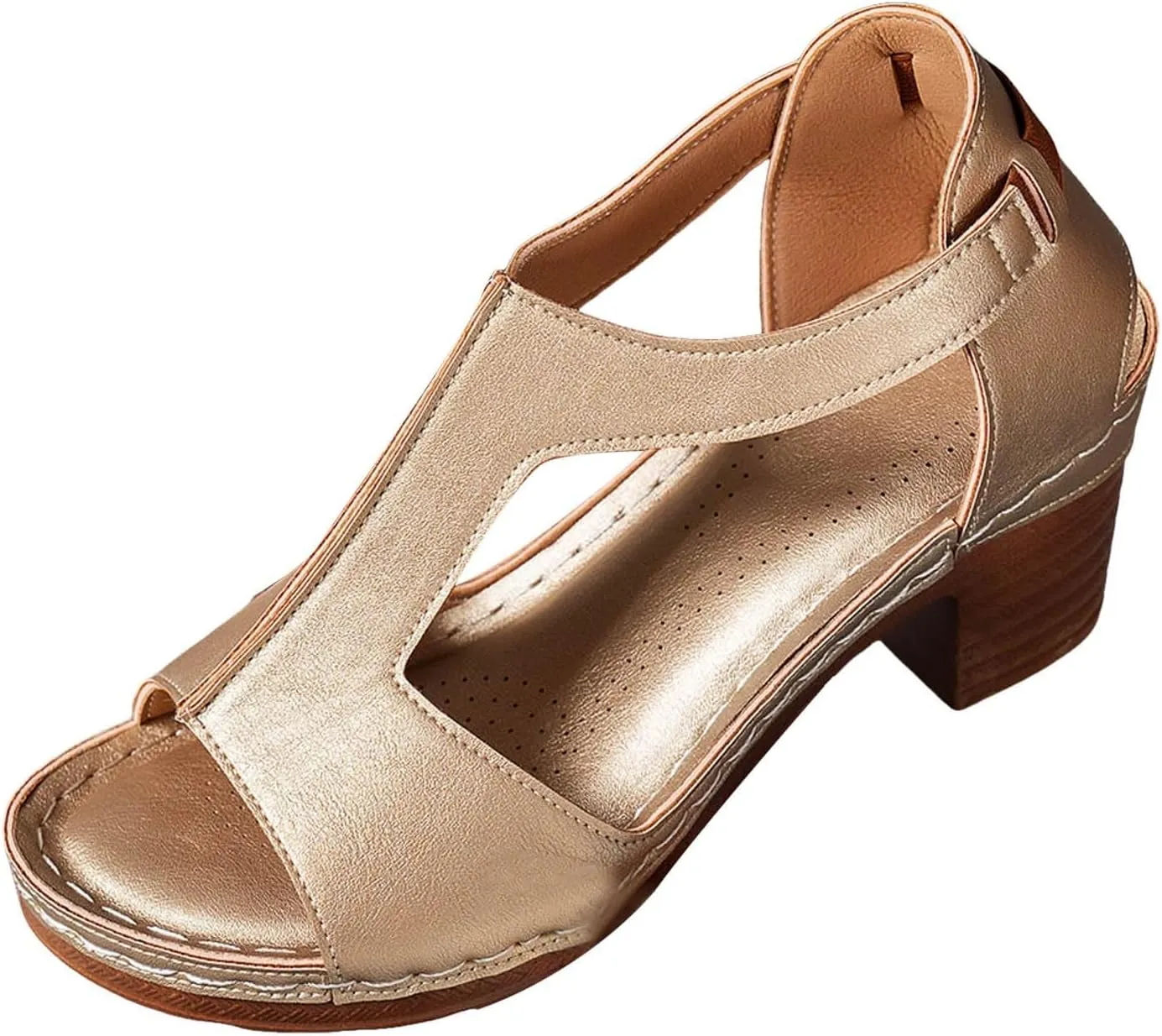 Sandals for Women 2025 Chunky Heel Orthopedic Elegant Comfortable Arch Support Open Toe Hollow Out Breathable Fashion Wedding Party Dress Sandals Casual Summer Ankle Strap Shoes