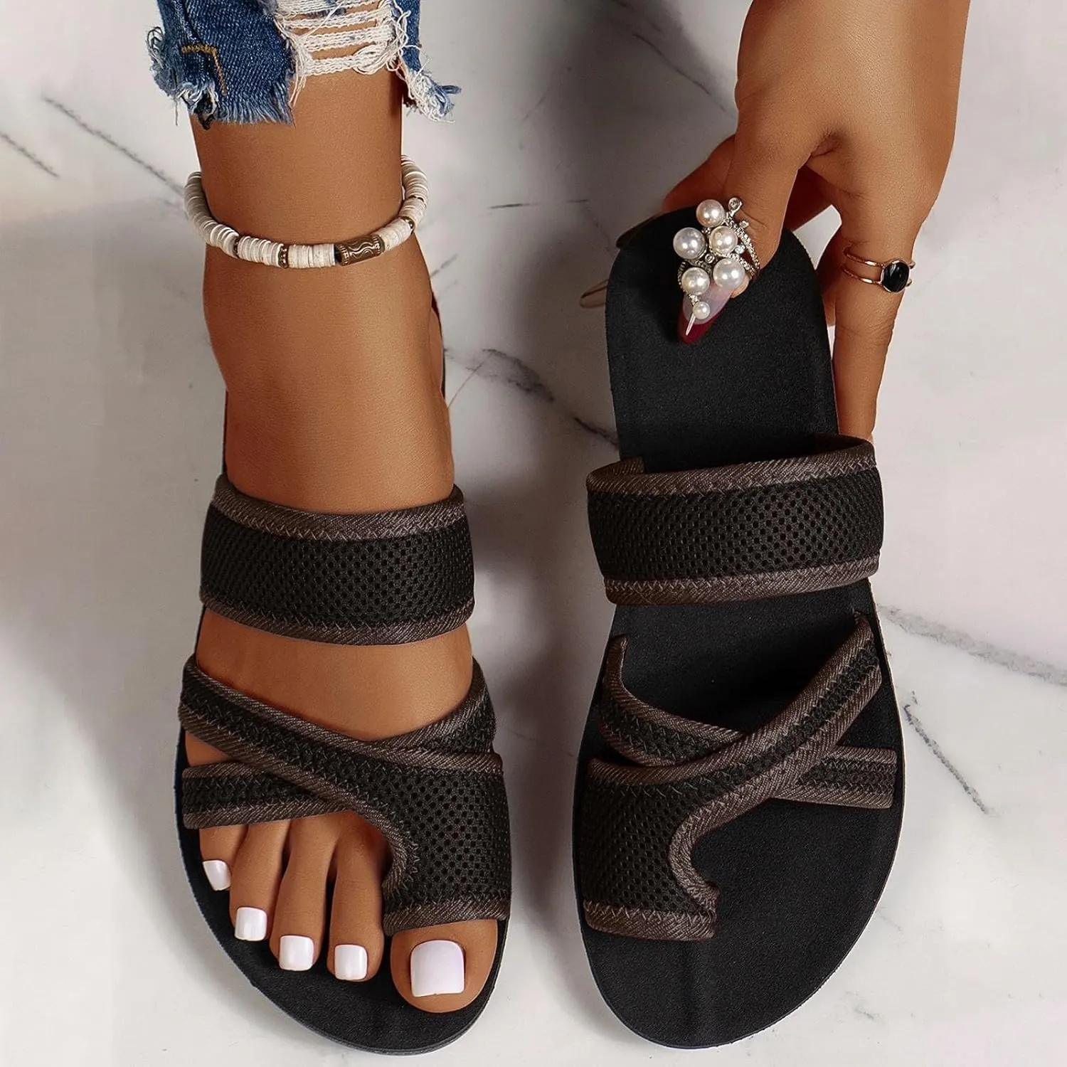 Sandals for Women Dressy Summer Comfortable Orthopedic Sandals Flip Flops Casual Walking Wedges Shoes Beach Thong Sandals