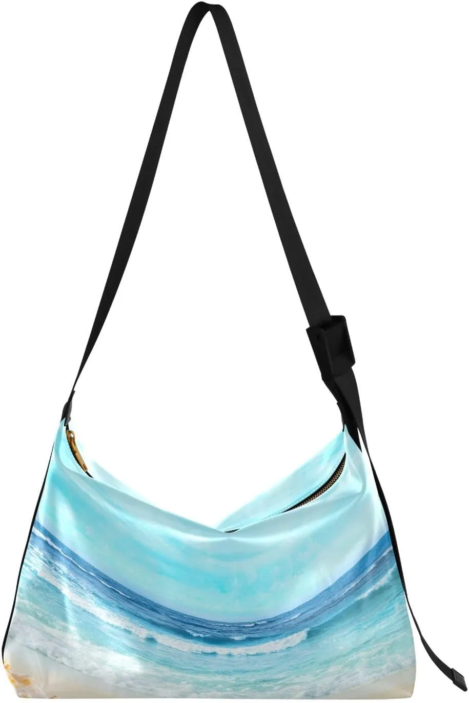 Seashell Starfish Hobo Crossbody Bags for Women Leather Large Shoulder Bag Cross Body Sand Beach Trendy Womens Tote Bags Handbag for Travel Shopping