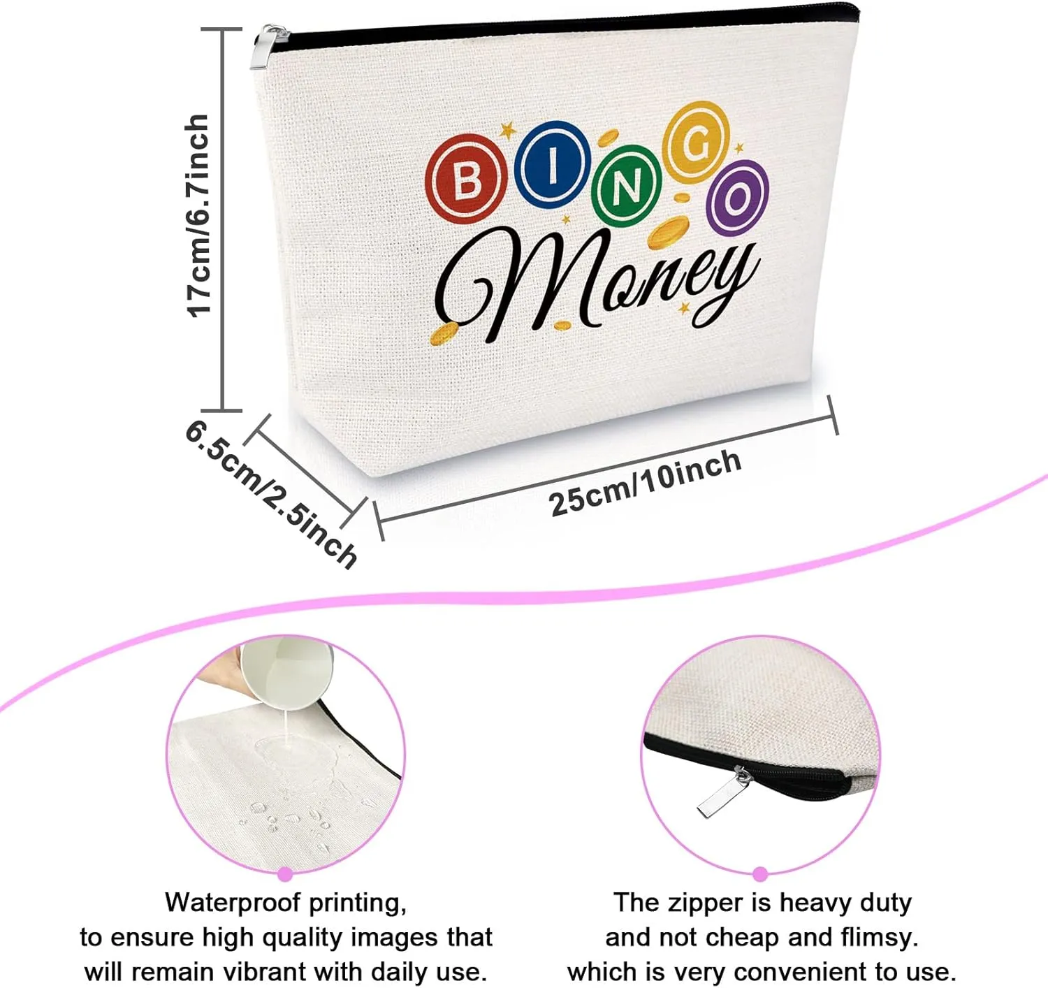Sfodiary Bingo Game Lover Gift Makeup Bag Casino Lovers Gift for Women Bingo Player Cosmetic Bag Casino Gambling Christmas Birthday Present Travel Cosmetic Pouch