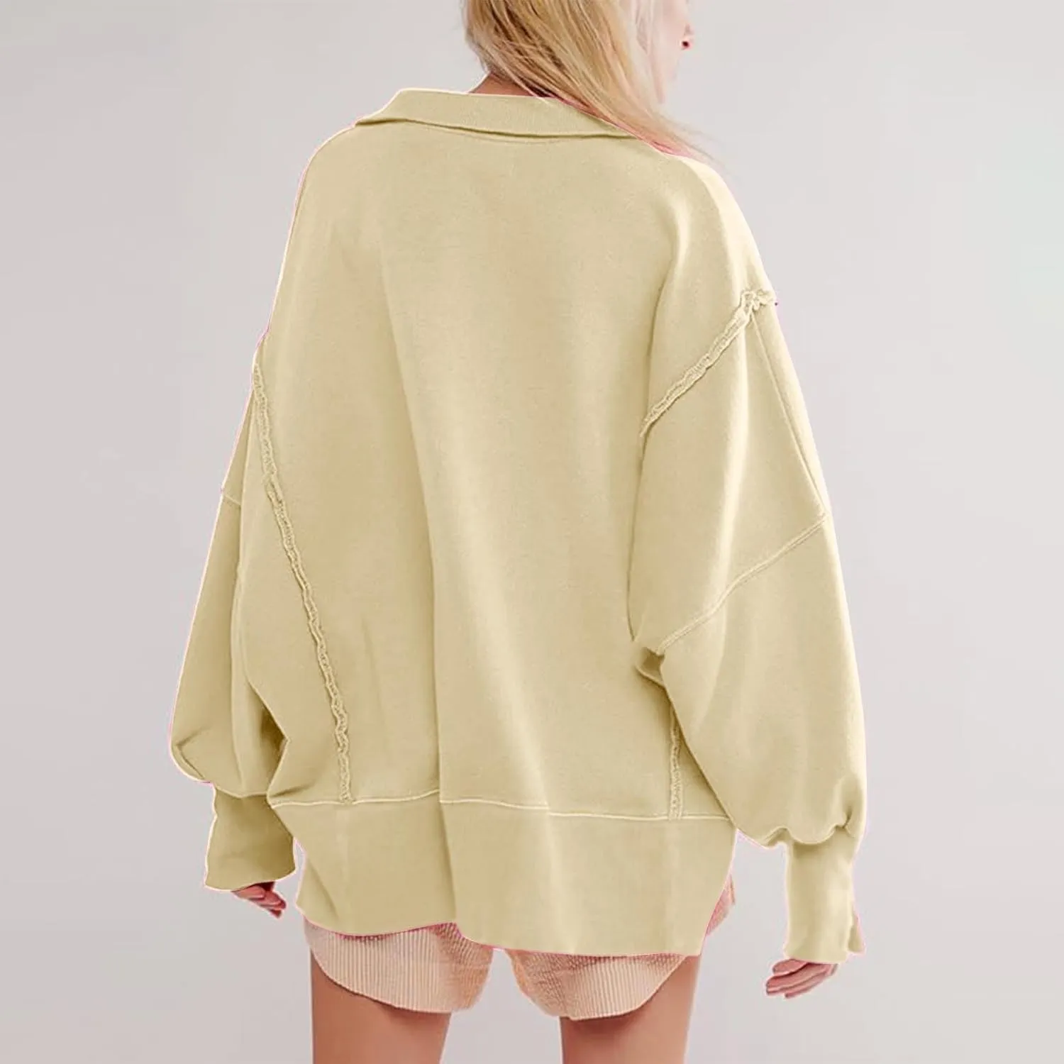 Shirts for Women Casual Long Sleeve Loose Classic Fit Sweatshirts V Neck Button Down Pullover Top Womens Fashion