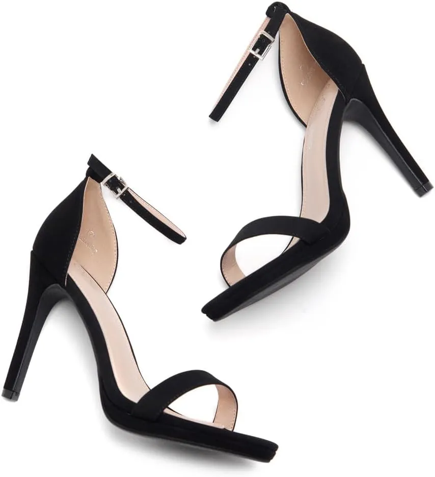 Shoe Land Womens High Heels  Open Toe Stiletto Heels with Adjustable Ankle Strap | Dressy Sexy Strappy Heeled Sandals for Wedding, Prom, Party & Evening Wear