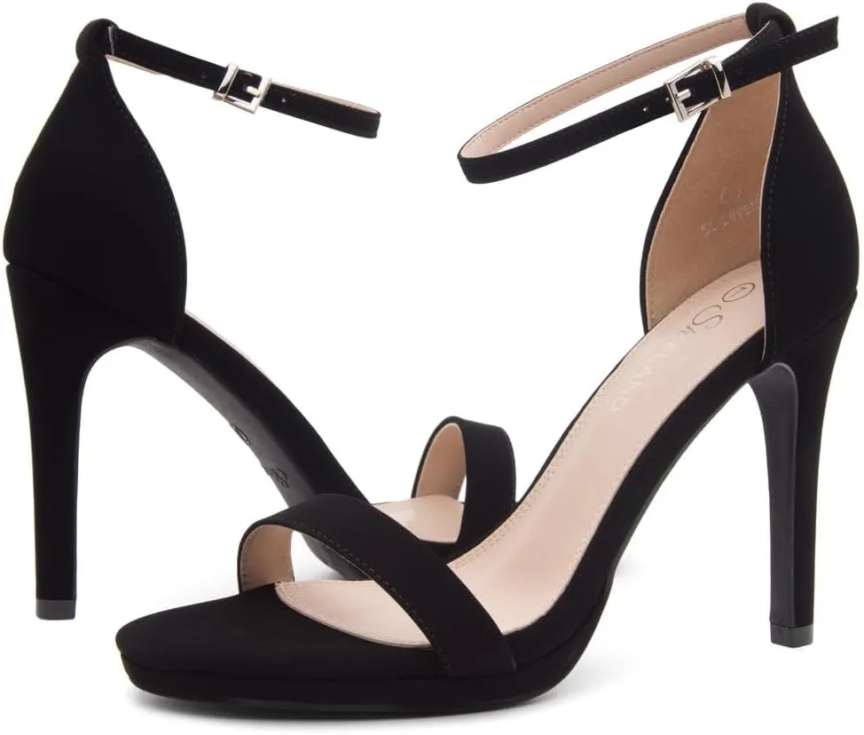 Shoe Land Womens High Heels  Open Toe Stiletto Heels with Adjustable Ankle Strap | Dressy Sexy Strappy Heeled Sandals for Wedding, Prom, Party & Evening Wear