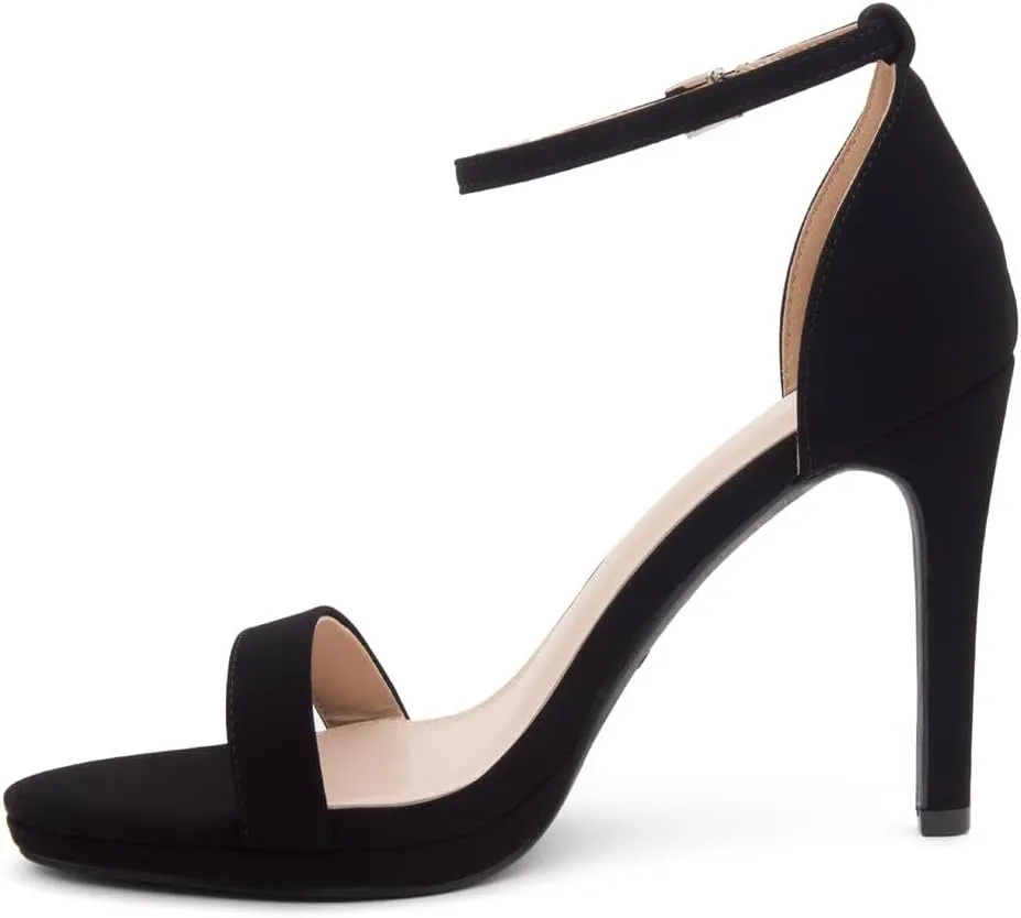 Shoe Land Womens High Heels  Open Toe Stiletto Heels with Adjustable Ankle Strap | Dressy Sexy Strappy Heeled Sandals for Wedding, Prom, Party & Evening Wear